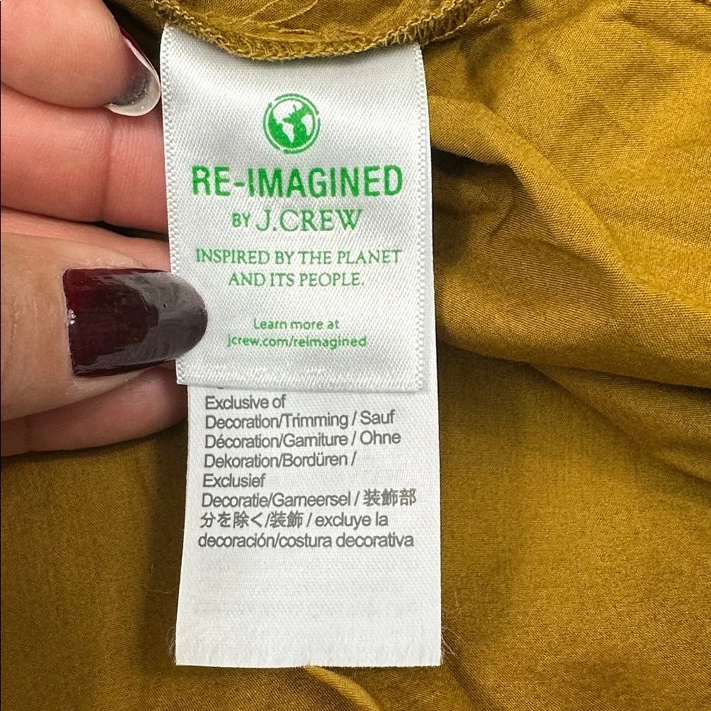 J. Crew Mustard Midi Skirt with Smocked Waist